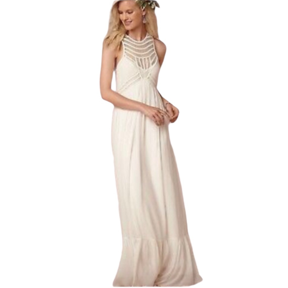Twelfth St by Cynthia Vincent x BHLDN Jessalyn 2 / XS Ivory Beaded Maxi Bridal - Picture 2 of 10